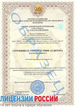 Образец сертификата соответствия аудитора №ST.RU.EXP.00006191-3 Новомосковск Сертификат ISO 50001